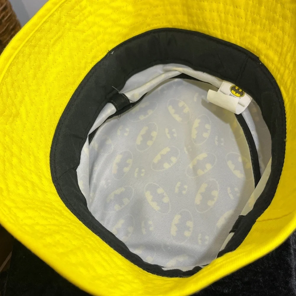 Batman Kids Bucket Hat - Black and Gray with Yellow Trim, OSFM youth